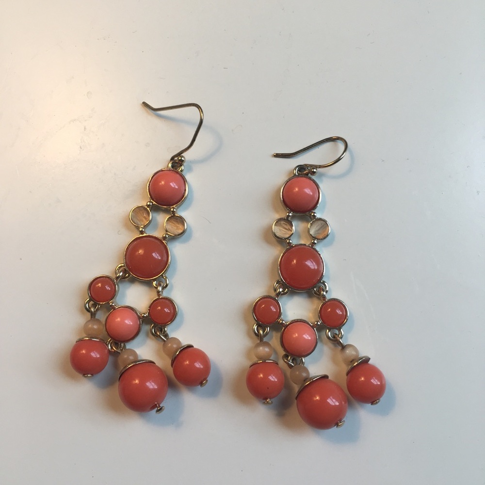 Orange pink and gold j crew earrings